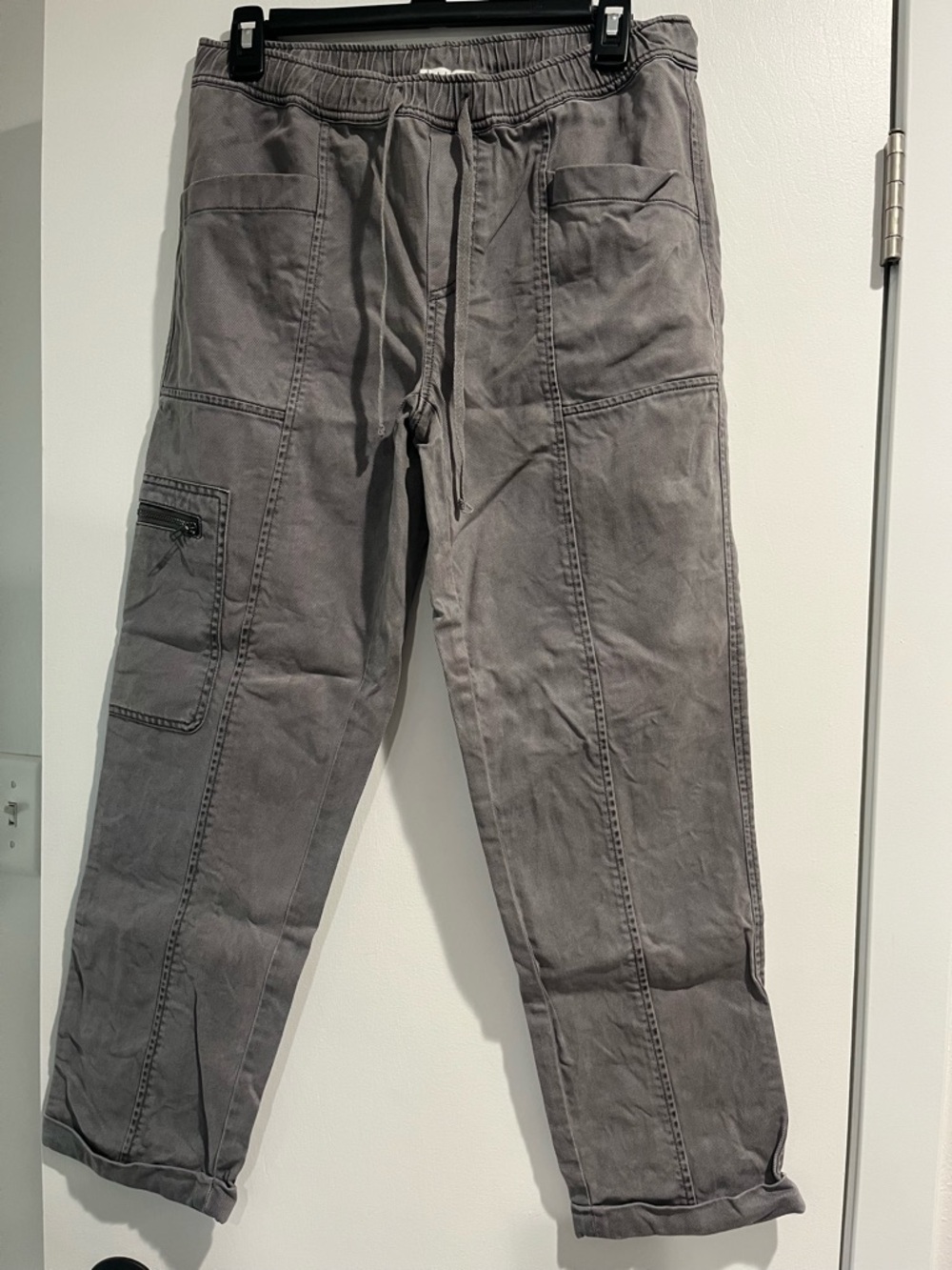 Nicole Miller Gray Cargo Drawstring Pants Size Small